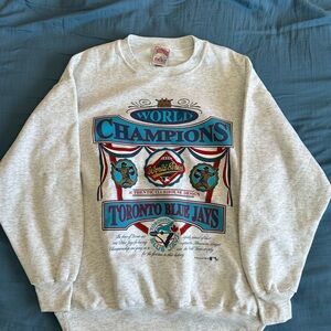 Vintage 90s Nutmeg 1992 Toronto Blue Jay World Series Sweater Crewneck Medium